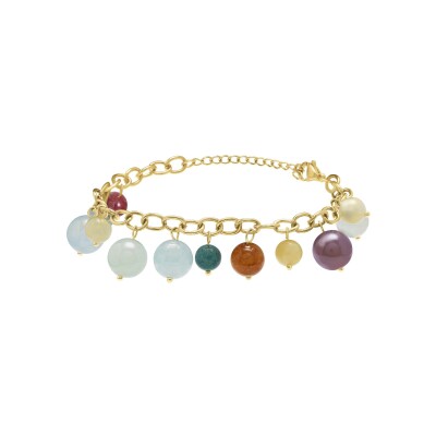 Bracelet N°3 Bijoux en acier doré et perles multicolores