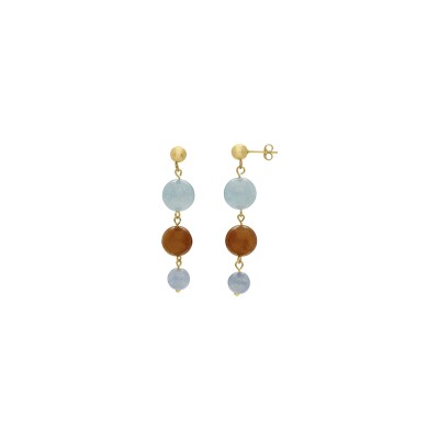 Boucles d'oreilles N°3 Bijoux en acier doré et perles multicolores