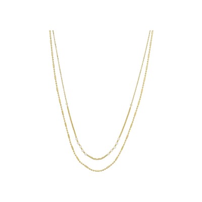 Collier N°3 Bijoux en acier doré, quartz rose, agate noire et perles de coquillage