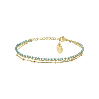 Bracelet N°3 Bijoux en acier doré et perles Miyuki turquoise