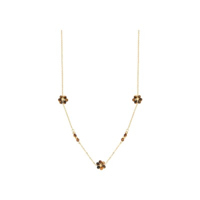 Collier N°3 Bijoux en acier doré et œil de tigre