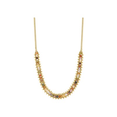 Collier N°3 Bijoux en acier doré et zircons