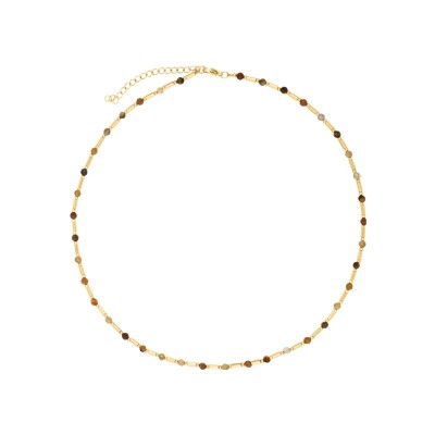 Collier N°3 Bijoux en acier doré et perles semi-précieuses