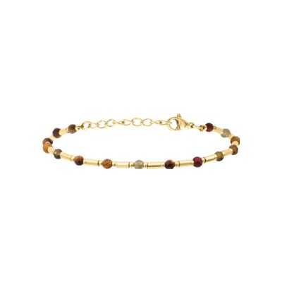 Bracelet N°3 Bijoux en acier doré et perles semi-précieuses