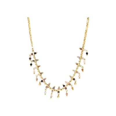 Collier N°3 Bijoux en acier doré et perles semi-précieuses