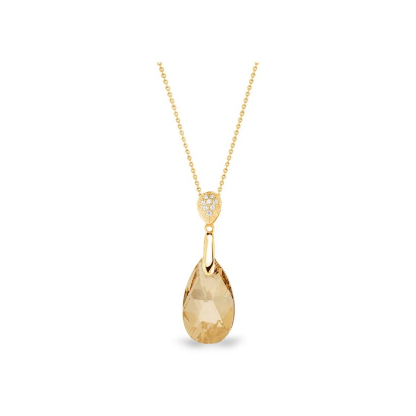 Collier Spark Dainty Drop en argent plaqué or jaune et cristaux