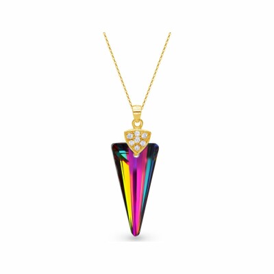 Collier Spark Spike en argent plaqué or jaune et cristaux