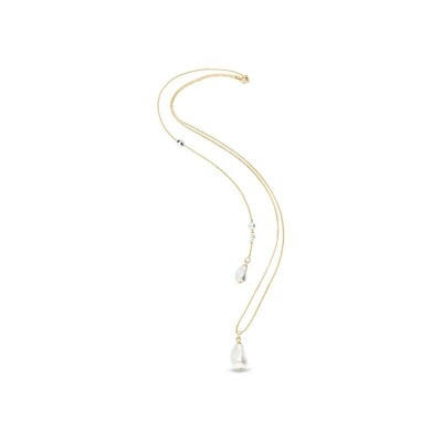 Collier Spark Back Pearl en argent plaqué or jaune et cristaux