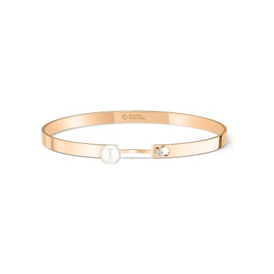 Bracelet bangle Nouvel Héritage Mood en or rose, perle et diamants