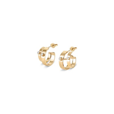 Nouvel Héritage Mood Monday Morning Double hoop earrings in yellow gold and diamonds