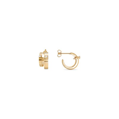 Nouvel Héritage Mood Monday Morning Double hoop earrings in yellow gold and diamonds