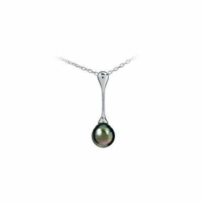 Collier Iza B Epure en argent rhodié et perle de Tahiti