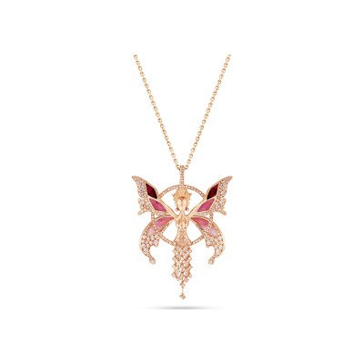 Pendentif Vever Créatures Fantastiques Déesse de la Pluie Rose Pourpre en or blanc et diamants