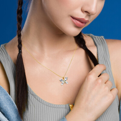 Collier Spark Imago en argent plaqué or jaune et cristaux