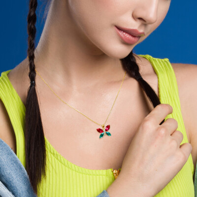 Collier Spark Imago en argent plaqué or jaune et cristaux