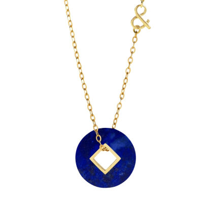 Médaille min&ral Joaillerie Coins en or jaune et lapis lazuli