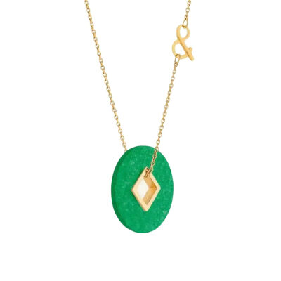Médaille min&ral Joaillerie Coins en or jaune et jade