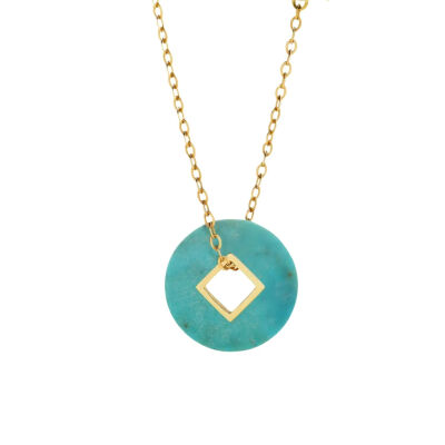 Médaille min&ral Joaillerie Coins en or jaune et turquoise