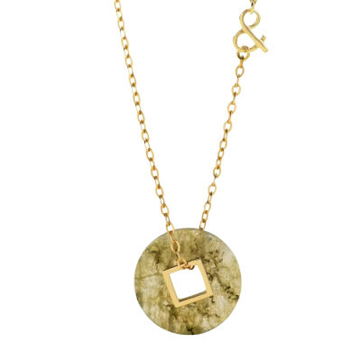 Médaille min&ral Joaillerie Coins en or jaune et labradorite