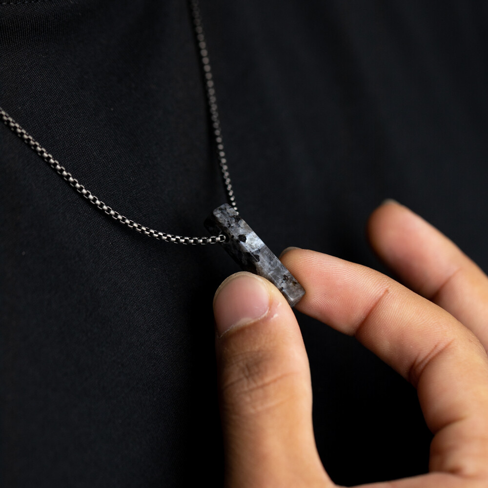 Collier Gemini Classics en acier et larvikite