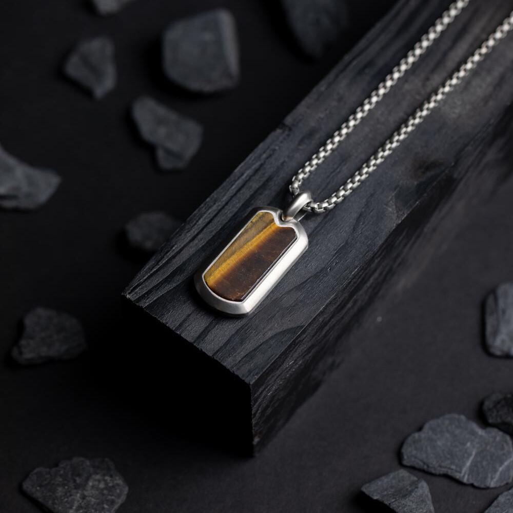 Collier Gemini Classics en titane et œil de tigre