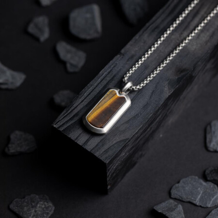 Collier Gemini Classics en titane et œil de tigre