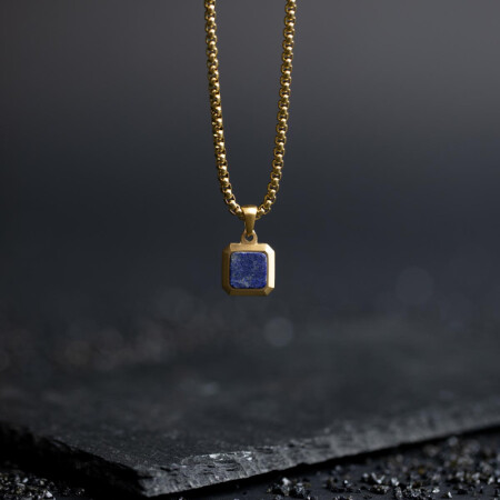 Collier Gemini Classics en acier et lapis lazuli