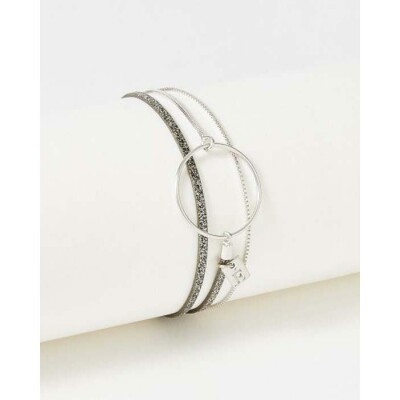 Bracelet FlowersforZoé NOLAH en acier et cuir, T1