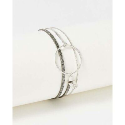Bracelet FlowersforZoé NOLAH en acier et cuir, T2