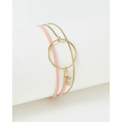 Bracelet FlowersforZoé NOLAH en acier doré et cuir, T1