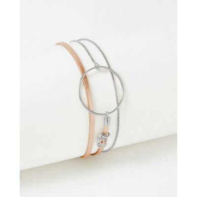 Bracelet FlowersforZoé NOLAH en acier et cuir, T2