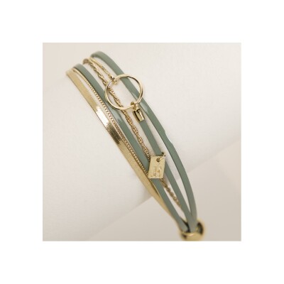 Bracelet Flowersforzoé en cuir et métal doré