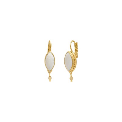 Boucles d'oreilles SATELLITE Noto en plaqué or, nacre et citrine