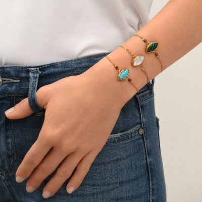 Bracelet SATELLITE Noto en plaqué or et grenat