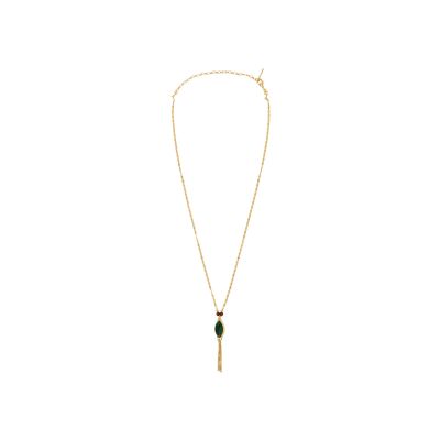 Collier SATELLITE Noto en plaqué or, grenat et pierre effet malachite