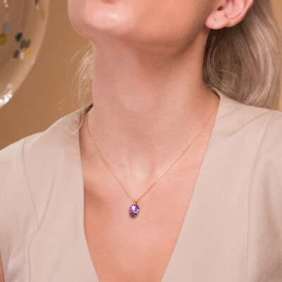 Collier Spark Ribes en argent plaqué or jaune et cristaux