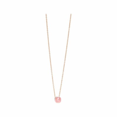 Collier Pomellato Nudo en or rose, quartz rose et calcédoine