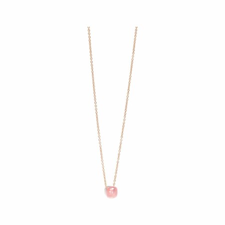 Collier Pomellato Nudo en or rose, quartz rose et calcédoine