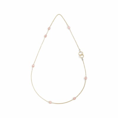 Collier Pomellato Nudo en or rose, quartz rose et calcédoine