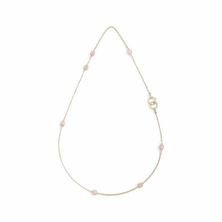 Collier Pomellato Nudo en or rose, quartz rose et calcédoine