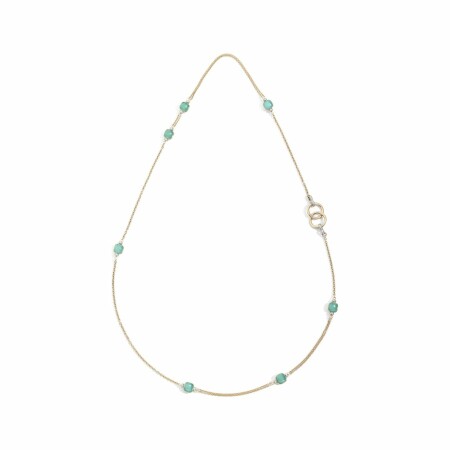 Collier Pomellato Nudo en or blanc, or rose, topaze bleue, chrysoprases et diamants