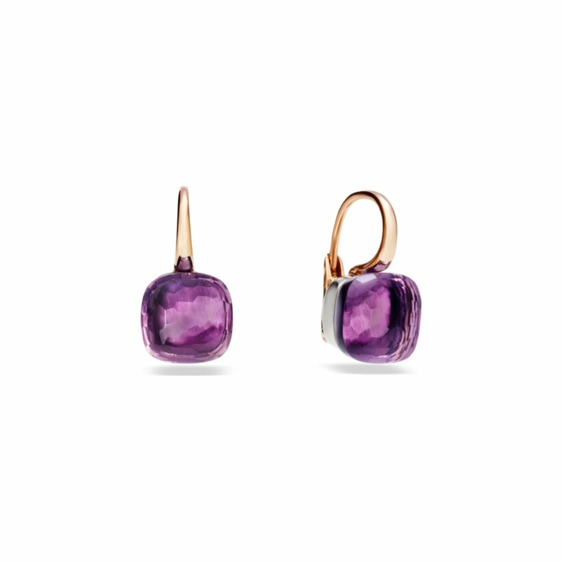 Pomellato Nudo Classic earrings, rose gold, white gold and amethyst