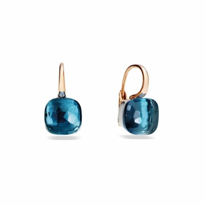 Boucles d'oreilles Pomellato Nudo en or rose, or blanc et topaze bleue london