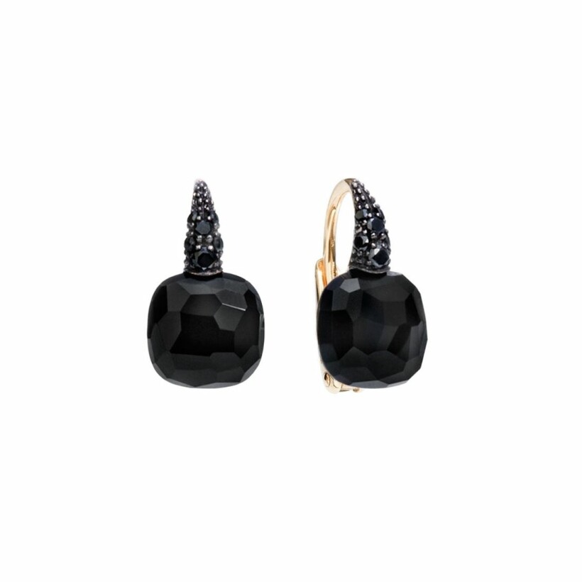 Boucles d'oreilles Pomellato Capri en or rose, onyx et diamants noirs