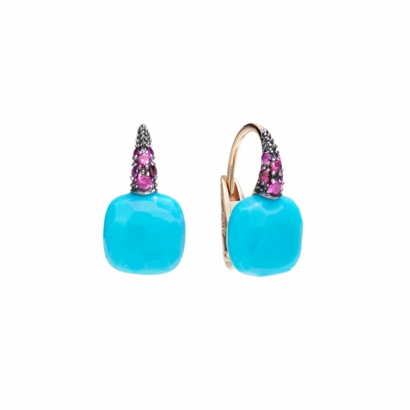 Pomellato Capri earrings, rose gold and turquoise