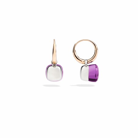 Pomellato Nudo earrings, rose gold, white gold and amethyst