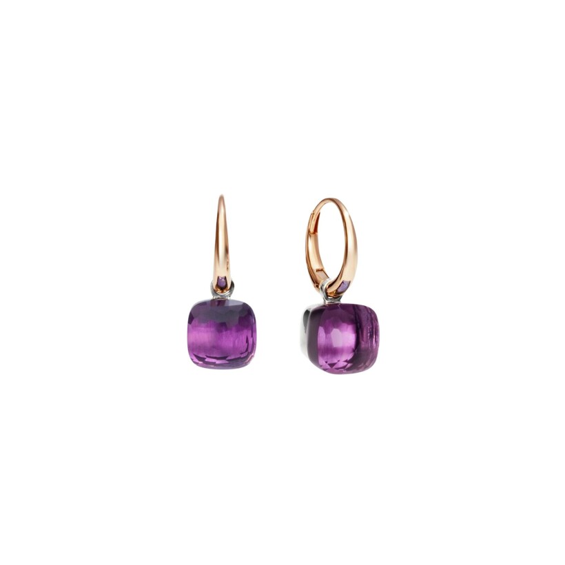 Pomellato Nudo earrings, rose gold, white gold and amethyst