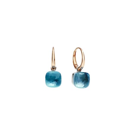 Pomellato Nudo earrings, rose gold, white gold and Topaz