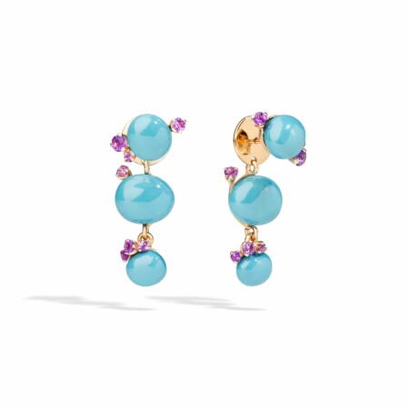 Pomellato Capri earrings, rose gold, turquoise ceramic and Amethyst