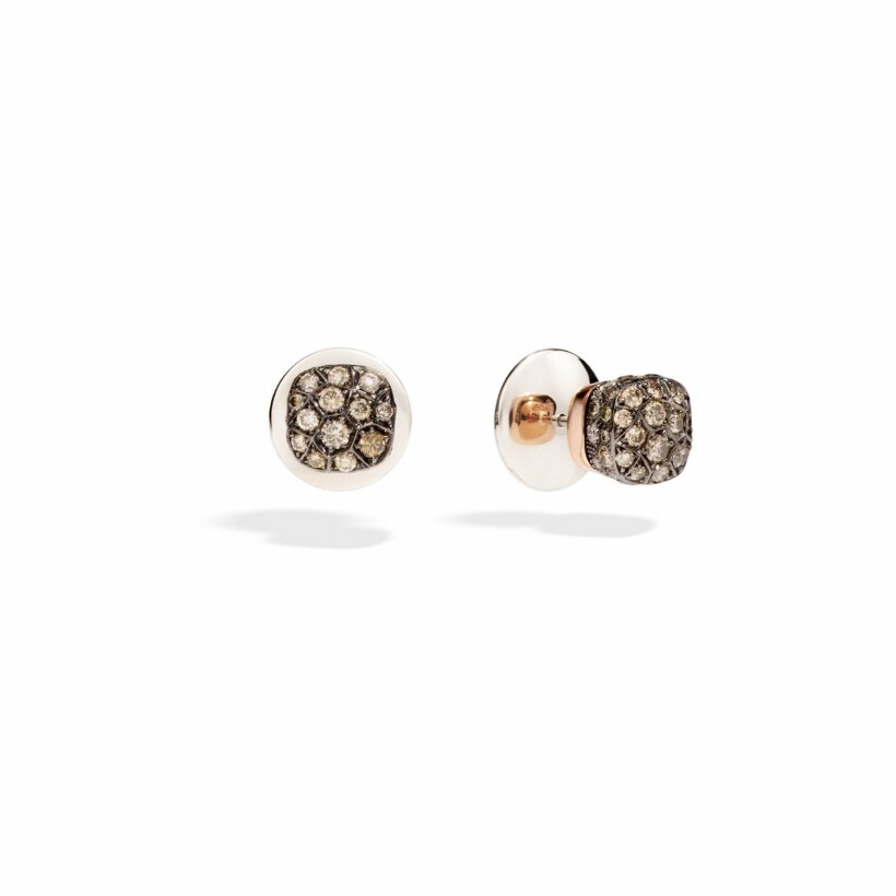 Pomellato Nudo earrings, rose gold, white gold and black diamonds